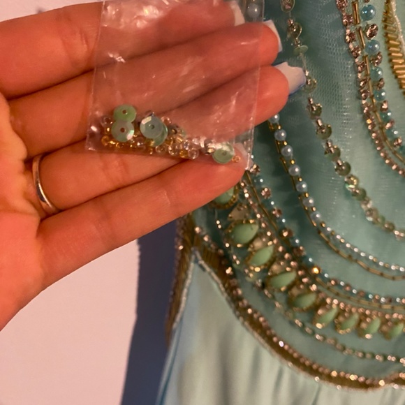 Light blue body con straight prom dress - Picture 8 of 10